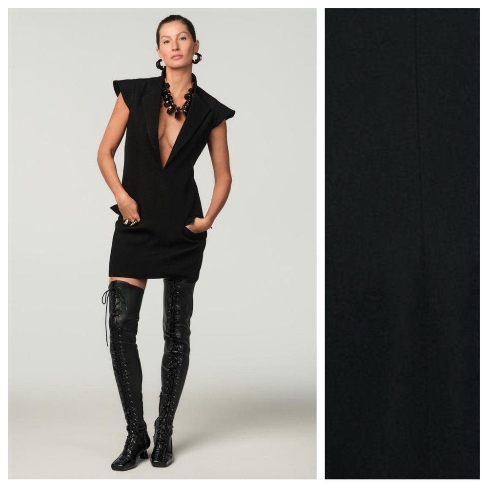 NWT. Stefano Pilati x Zara Special Collection Black Wool Mini Dress. Size S.